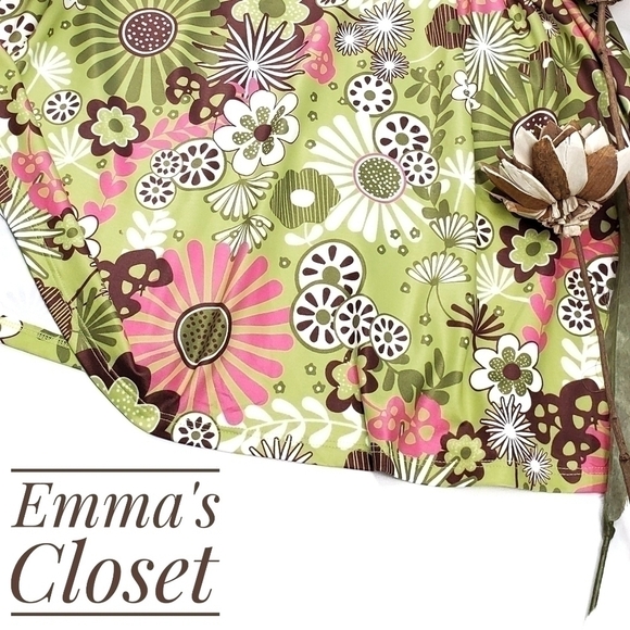 Emma's Closet Lime Pink Floral Boho Tunic Dress S - Picture 3 of 16